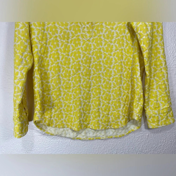 Tish Cox Floral Embroidered Popover Blouse Top Yellow White  Women’s Medium - Picture 3 of 12